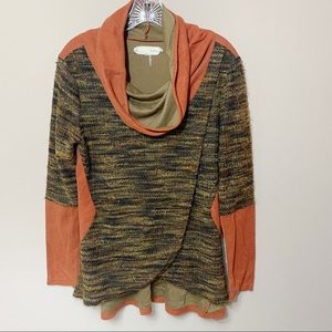 Orange multicolor scoop neck sweater